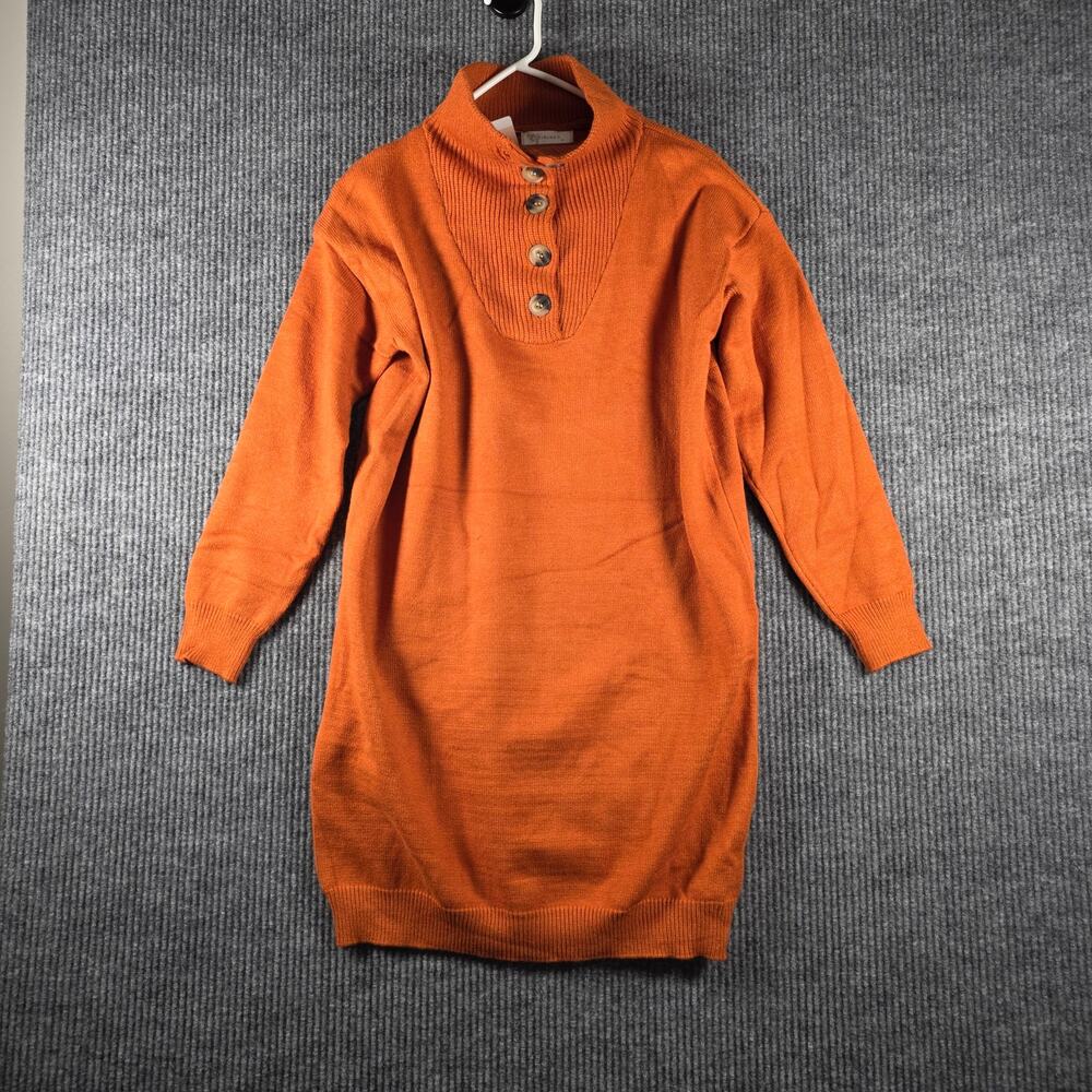 Kirundo Sweater Dress NWT Orange Mock Neck Button Knit Long M